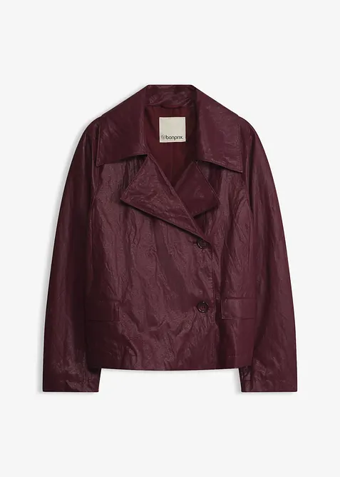 Lederimitat-Jacke in Crinkle-Optik, bonprix