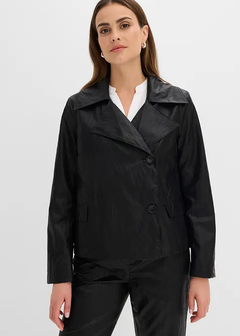 Lederimitat-Jacke in Crinkle-Optik, bonprix
