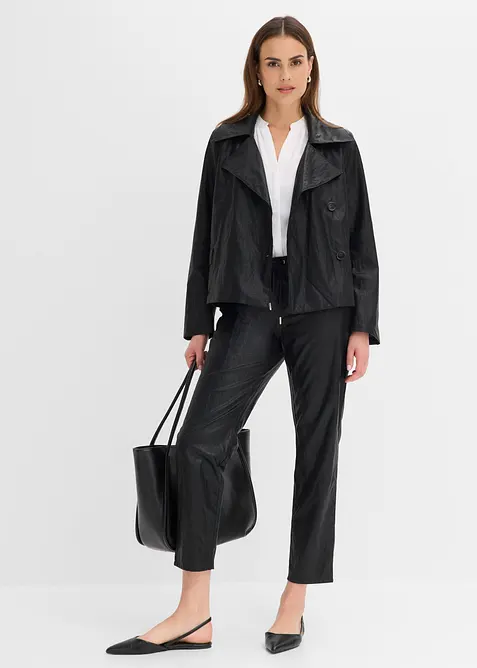 Lederimitat-Jacke in Crinkle-Optik, bonprix