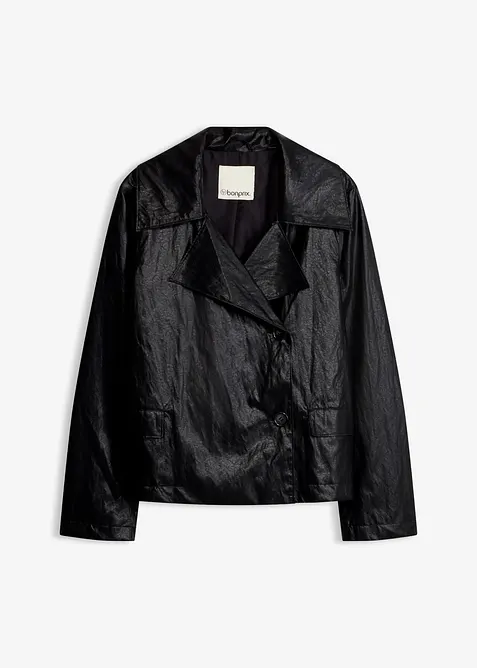 Lederimitat-Jacke in Crinkle-Optik, bonprix