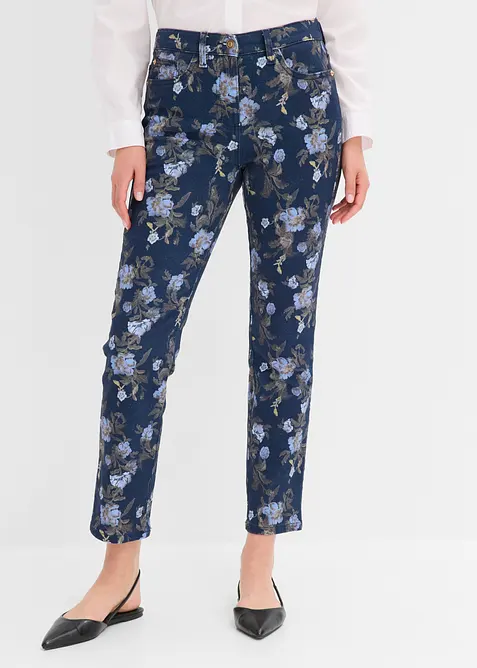 Pantalon en twill &agrave; motif floral, bonprix