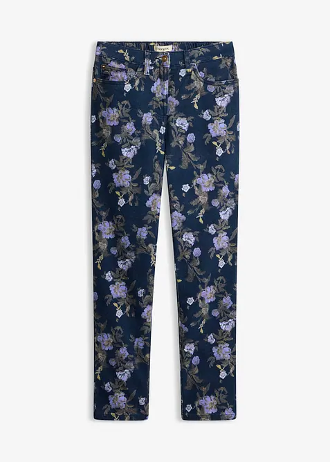 Pantalon en twill &agrave; motif floral, bonprix
