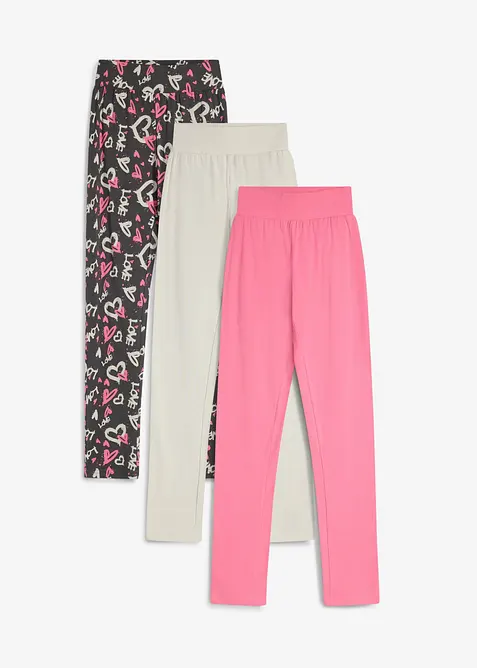 Leggings aus elastischem Bio-Baumwoll-Mix (3er Pack), bonprix