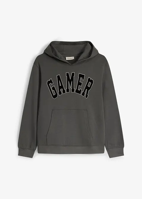 Sweat &agrave; capuche en coton doux, imprim&eacute; floqu&eacute;, bonprix