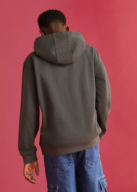 Sweat &agrave; capuche en coton doux, imprim&eacute; floqu&eacute;, bonprix