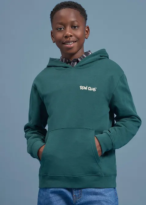 Hoodie aus weicher Bio Baumwolle mit gro&szlig;em R&uuml;ckendruck, bonprix