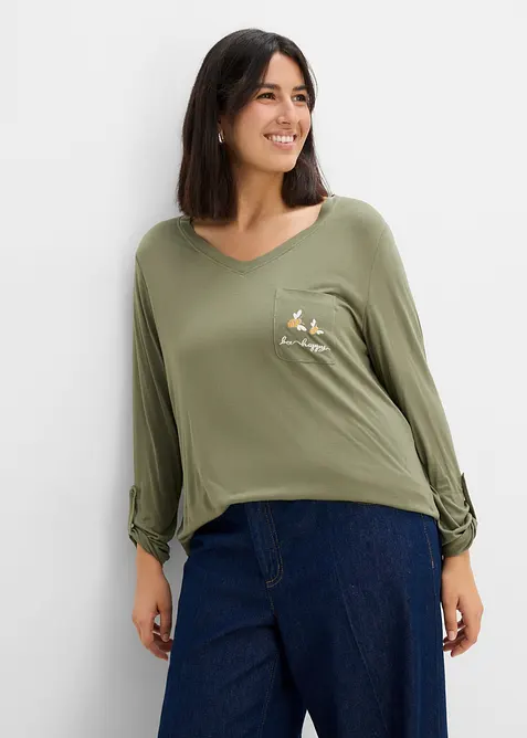 T-shirt manches longues doux, bonprix