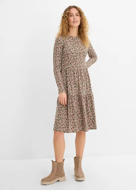 Ripp-Midikleid mit Stretch, bonprix
