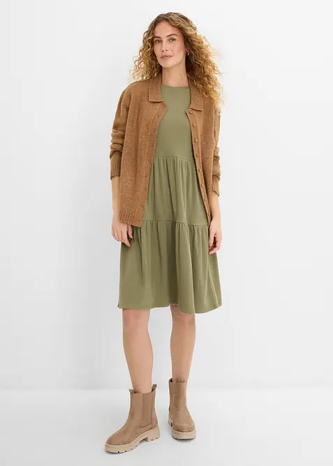 Ripp-Midikleid mit Stretch, bonprix