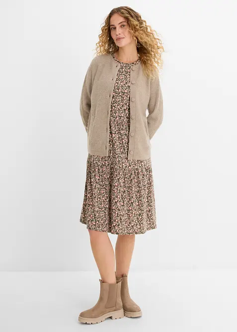 Ripp-Midikleid mit Stretch, bonprix
