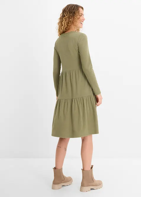 Ripp-Midikleid mit Stretch, bonprix