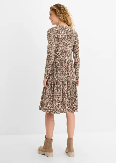 Ripp-Midikleid mit Stretch, bonprix