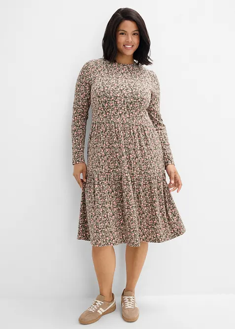 Ripp-Midikleid mit Stretch, bonprix