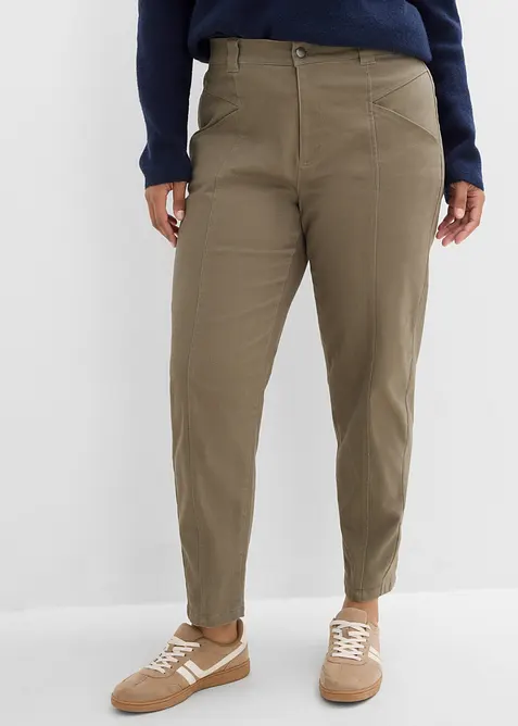 Pantalon barrel en coton extensible, bonprix