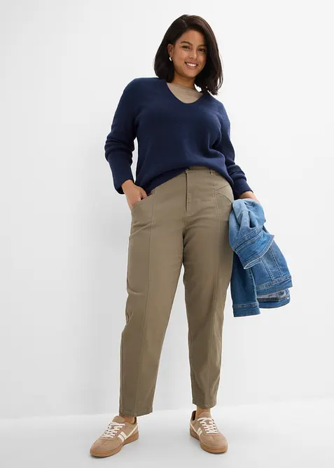 Pantalon barrel en coton extensible, bonprix