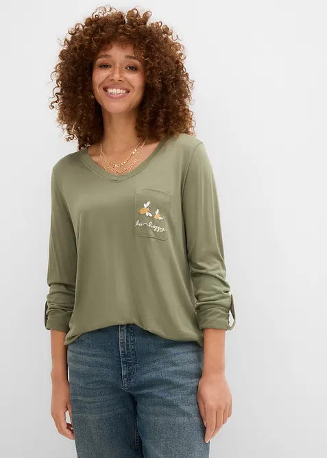 T-shirt manches longues doux, bonprix