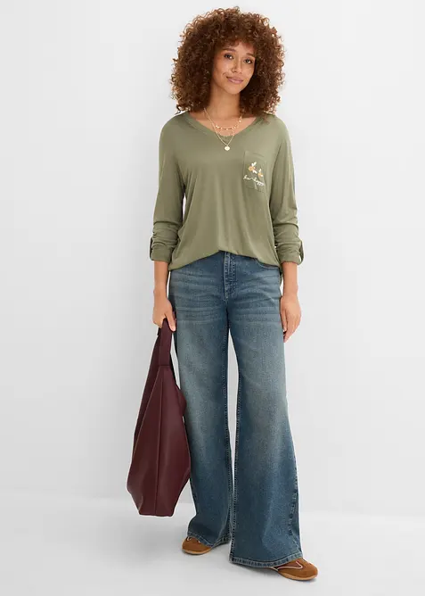 T-shirt manches longues doux, bonprix