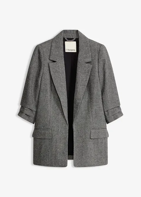Blazer long &agrave; col tailleur, bonprix