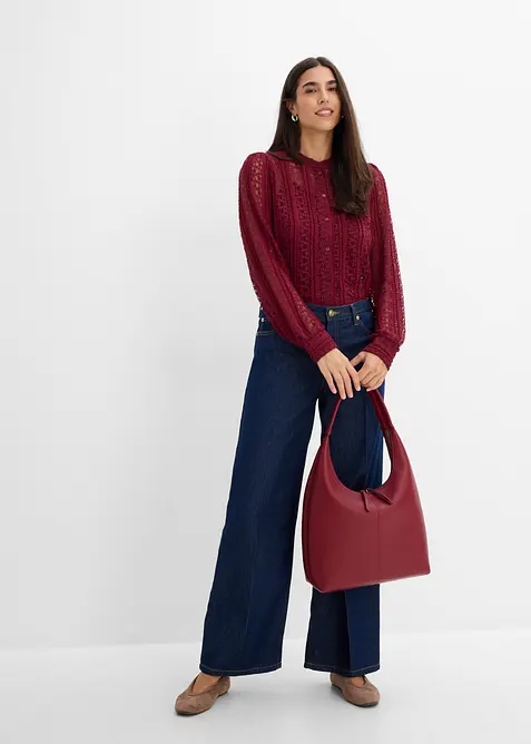 Blouse en jersey avec d&eacute;bardeur (ens. 2&nbsp;pces), bonprix