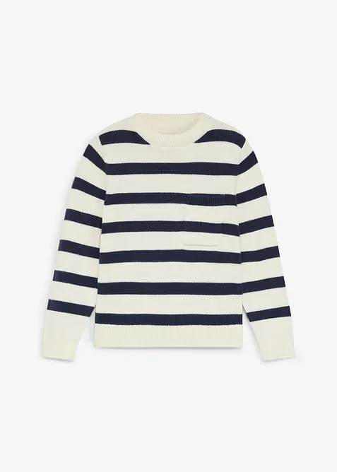 Pull ray&eacute; en grosse maille, 100% coton, bonprix