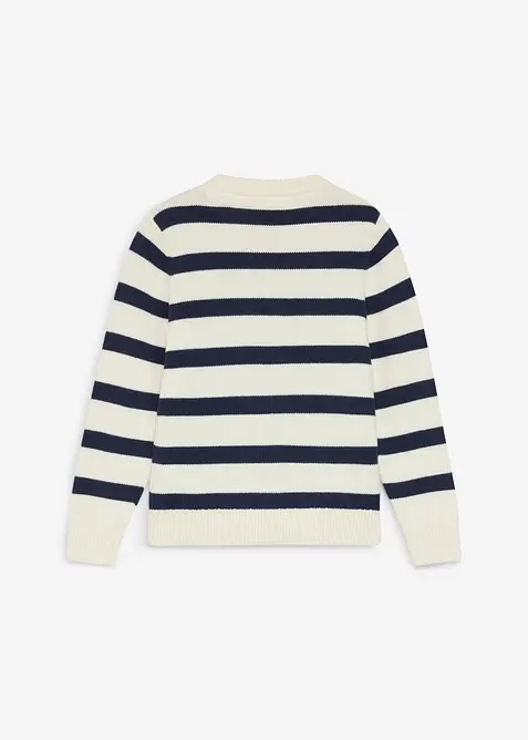 Pull ray&eacute; en grosse maille, 100% coton, bonprix