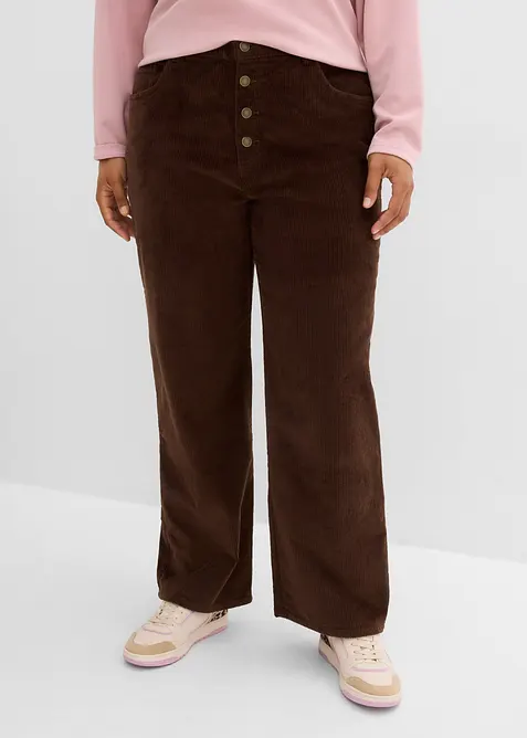 Pantalon taille haute en velours c&ocirc;tel&eacute; extensible, bonprix