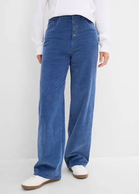 Pantalon taille haute en velours c&ocirc;tel&eacute; extensible, bonprix