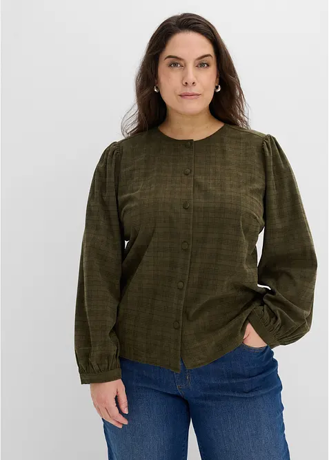 Karierte Cord-Bluse, bonprix