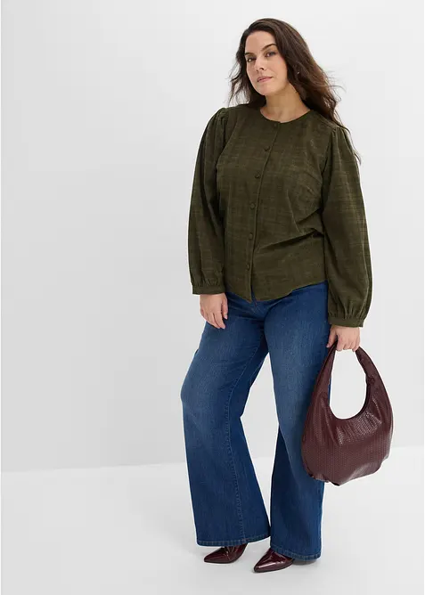 Karierte Cord-Bluse, bonprix