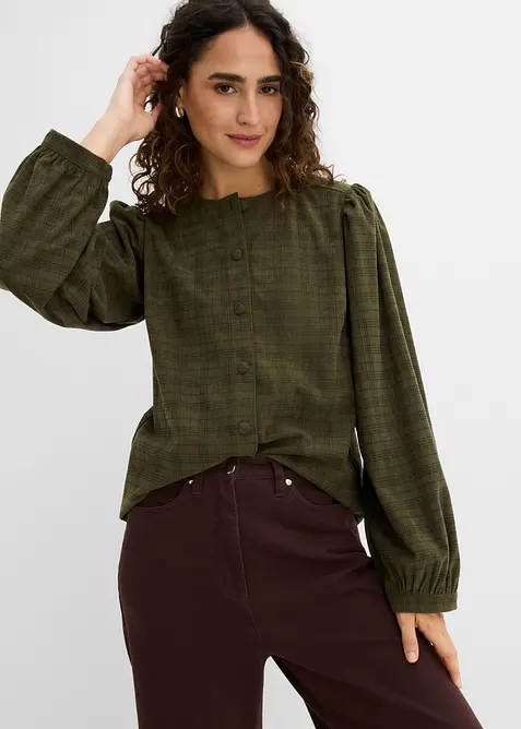 Karierte Cord-Bluse, bonprix