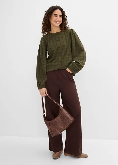 Karierte Cord-Bluse, bonprix