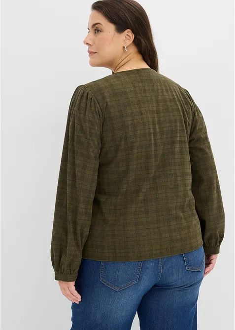 Karierte Cord-Bluse, bonprix