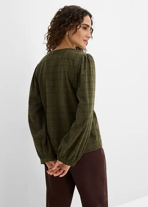 Karierte Cord-Bluse, bonprix