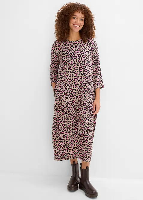 Midikleid aus flie&szlig;ender Viskose, bonprix