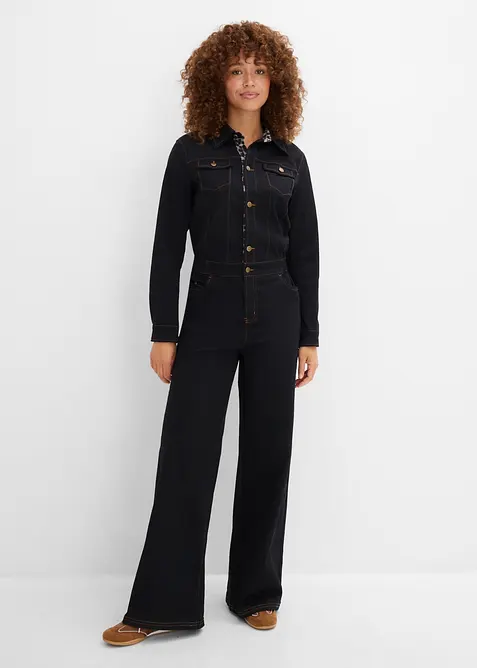 Combinaison &agrave; taille &eacute;lastiqu&eacute;e en twill de coton extensible, bonprix