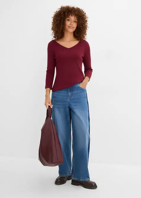 Lot de 3&nbsp;T-shirts c&ocirc;tel&eacute;s 100% coton &agrave; manches 3/4, bonprix