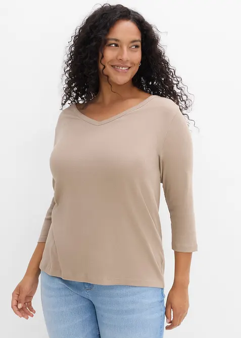 Lot de 3&nbsp;T-shirts c&ocirc;tel&eacute;s 100% coton &agrave; manches 3/4, bonprix