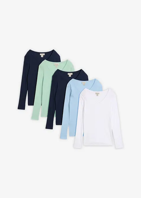 Lot de 5 T-shirts c&ocirc;tel&eacute;s 100% coton, bonprix