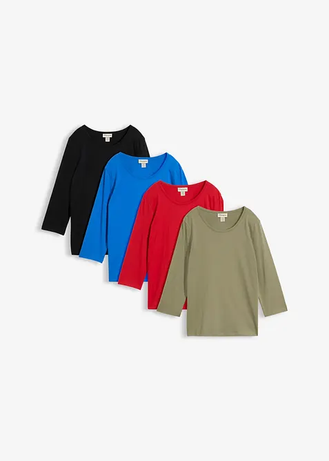 Lot de 4&nbsp;T-shirts &agrave; manches 3/4, bonprix