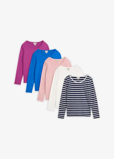 Lot de 5 T-shirts manches longues, bonprix