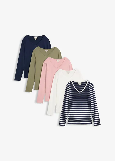 Langarmshirt (5er Pack), bonprix