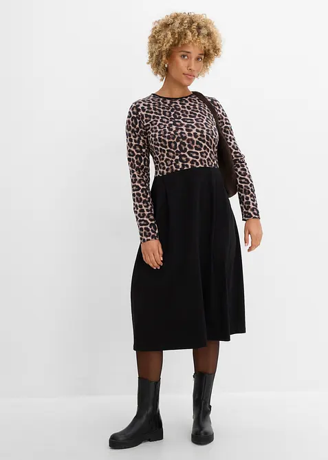 Baumwoll-Jerseykleid, Midil&auml;nge, bonprix
