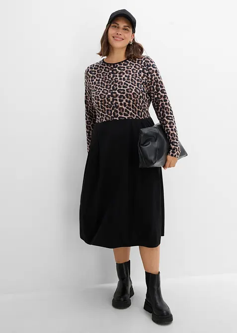 Baumwoll-Jerseykleid, Midil&auml;nge, bonprix