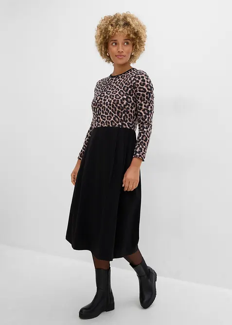 Baumwoll-Jerseykleid, Midil&auml;nge, bonprix