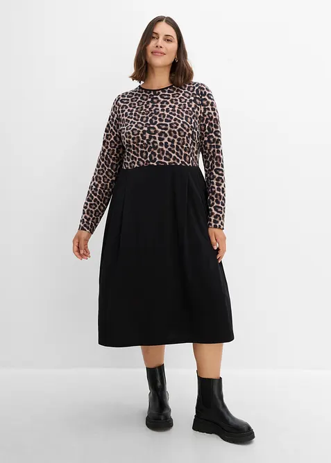 Baumwoll-Jerseykleid, Midil&auml;nge, bonprix