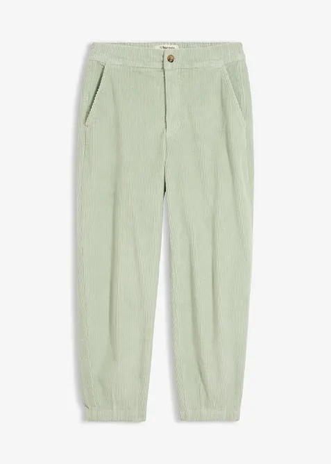 Pantalon barrel en velours de coton c&ocirc;tel&eacute; extensible, bonprix