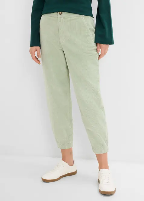 Pantalon barrel en velours de coton c&ocirc;tel&eacute; extensible, bonprix