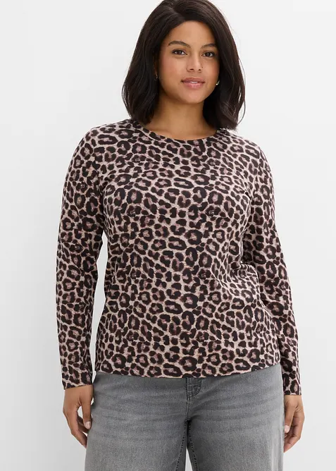 Lot de 3 T-shirts manches longues en coton extensible, bonprix