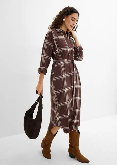 Flanell-Midikleid aus reiner Baumwolle, bonprix