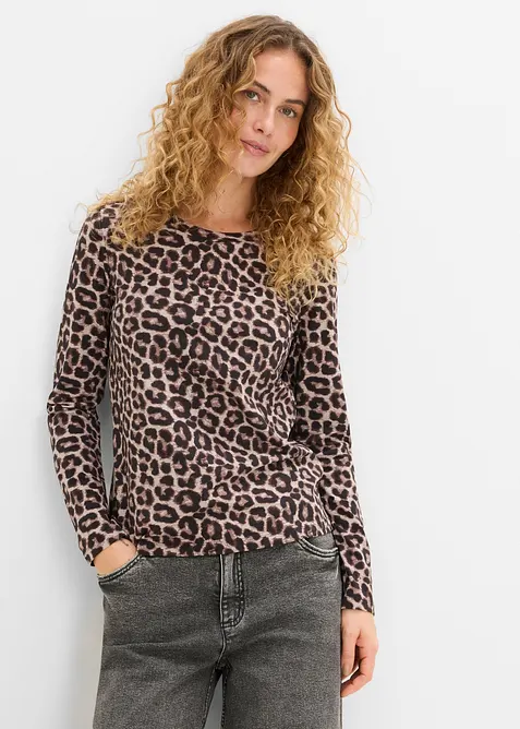 Lot de 3 T-shirts manches longues en coton extensible, bonprix